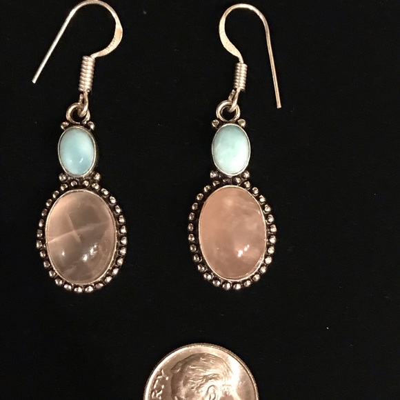 Jewelry - Rose Quartz and Larimar Earrings